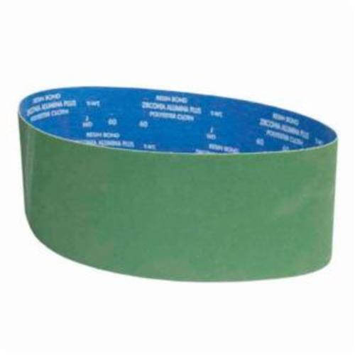 Coated Abrasive Belt, Narrow, Series: R801, 48 in Belt Length, 6 in Belt Width, 60 Grit, Coarse Grade, Zirconia Alumina Abrasive, Polyester Backing, Closed Coat, Blue, Y-Weight Backing Weight