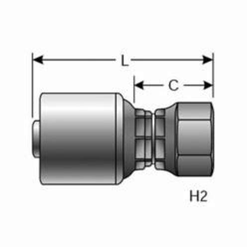 Hydraulic Coupling, 3/8 Inch Hose ID, 22 mm Hex Nut, 1.75 Inch Length, Steel