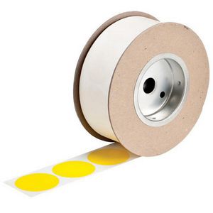 Aisle Marking Dot, Non-Reflective, 2 in Width, 0.004 in Thickness, B-7569 Vinyl, Yellow