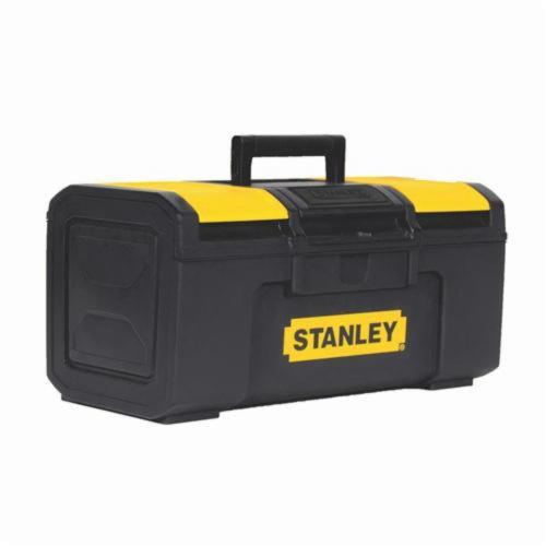 Tool Box, Basic Portable, 8-3/5 in Width, 15-2/5 in D, 6-1/3 in Height, 1.7 gal, Extra Wide Soft Grip Handle, Polypropylene Resin, Matte, Black/Yellow