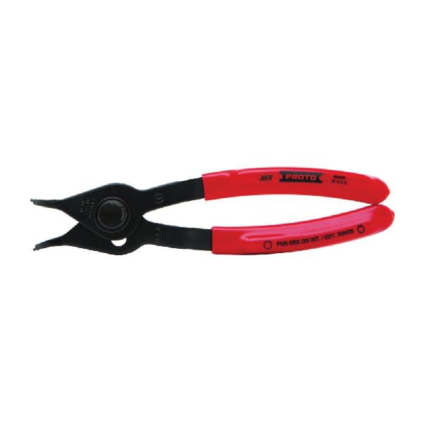 Retaining Ring Plier, Convertible Push Button, Round Jaw, Cushion Grip/Standard Handle, 7-3/8 in Overall Length