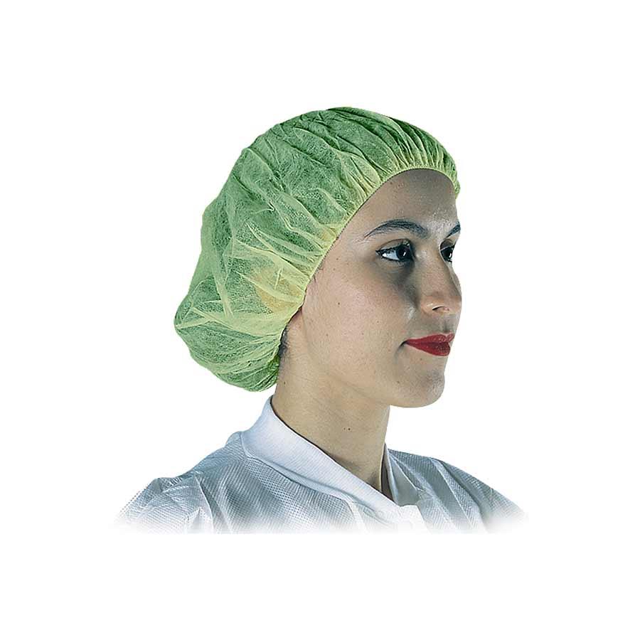 Bouffant Cap, Latex-Free, 21 in Size, Yellow, SpunBonded Polypropylene