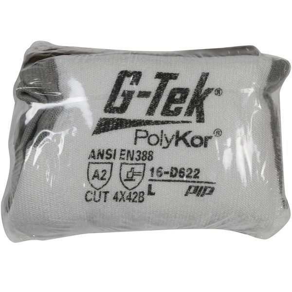 Cut-Resistant Gloves, Industry-Grade Lightweight Vend Ready Washable, Series: 16-D622V, 2XS Size, Polyurethane Palm, Polyurethane Coating, Fiber, Gray/White, Paired Hand, Seamless Style, Fiber Lining, Continuous Knit Wrist Cuff