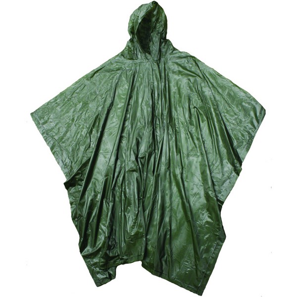 Rain Poncho, Waterproof, Universal Size, 80 in Length, Green, 0.1 mm Vinyl