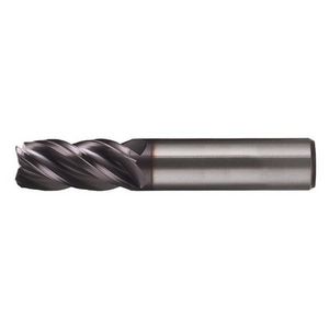End Mill, Center Cutting High Performance Long Length, Series: MSE-V-4R, 3/8 in Diameter Cutter, 0.02 in Corner Radius, 3 in Overall Length, 1-1/8 in Length of Cut, 4 Flutes, Spiral Flute, 3/8 in Shank Diameter, Straight Shank, Solid Carbide, TiAlN