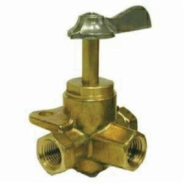 Ball Valve, 3-Way, 1/4 Inch Nominal, FPT, 30 psig, 40 to 180 °F, Media: Air, Detergent, Gasoline, Oil and Water, Brass Body