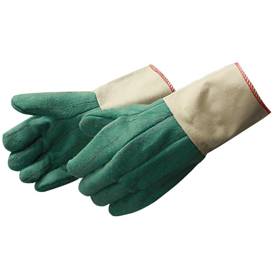 General Purpose Work Glove, Series: 4574AF, Cotton, Green/Natural White, Straight Thumb Style, Gauntlet Cuff