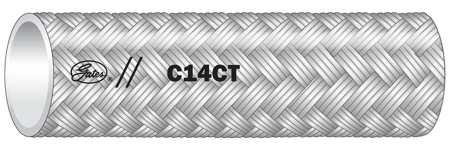 Hydraulic Hose, 1-Braid, Series: C14, 0.31 in ID, 0.45 in OD, 25 ft. Length, 2500 psi Working, -54 to 400 °F, PTFE, Silver/White, Domestic