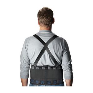 Ergonomic Back Support Belt, Series: 290-440, S Size, Fits Waist Size: 32 to 36 in, 9 in Width, Nylon Mesh, Black, Detachable Suspenders, Hook and Loop Closure, 5 Stays