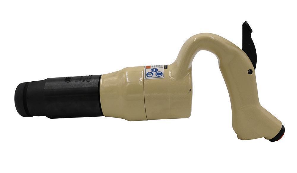 Air Chipping Hammer, Industrial Duty, Series: A Series, 0.68 in Shank Opening, Round Shank, 2300 bpm Blows per Minute, 1.13 in Bore, 28 cfm Air Flow, 3/8 in NPT Air Inlet, 1/2 in Minimum Hose, Standard Retainer, Swan Neck Handle, 16 in Overall Length
