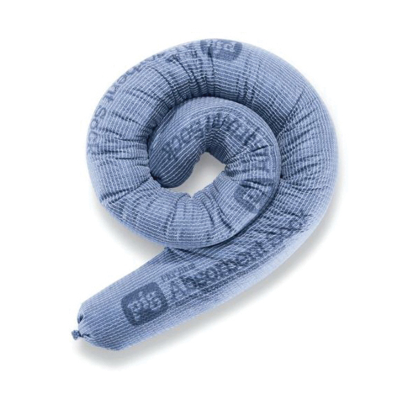 Absorbent Sock, 3 in Diameter, 48 in Length, 95 oz Absorption, Fluids Absorbed: Coolants/Oils/Solvents/Water, Polypropylene Skin/Vermiculite Filler, Blue