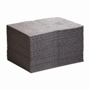 Absorbent Mat Pad, Heavyweight, 20 in Length, 15 in Width, 22 gal/BG Absorption Capacity, Fluids Absorbed: Oils/Coolants/Solvents/Water, Polypropylene, Gray