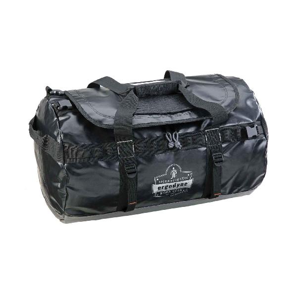 Duffel Bag, Large Water-Resistant, Series: 5030, Black, Tarpaulin with 1000D Polyester Mesh, 6863 cu-in Storage, 15 in Height, 15 in Width, 30-1/2 in D, Abrasion/Cold/Puncture and Water Resistance Properties, 1 Pockets, Heavy-Duty #8 Zipper Closure
