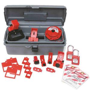 Breaker Lockout Toolbox Kit, Filled Filled/Unfilled, 16 Piece, 5-1/4 in Height, 14 in Width, 6-1/2 in Depth, Polyethylene, Gray