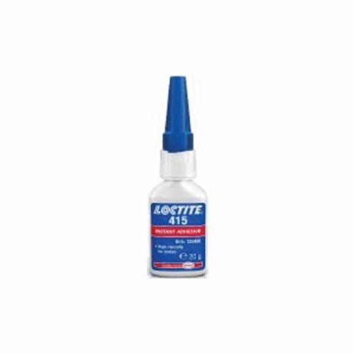Instant Adhesive, 1-Part General Purpose High Viscosity, Series: Super Bonder® 415™, Bottle Container, 1 lb Container, Methyl Base, 30 s Setting, 24 hr. Curing, Clear, -65 to 180 deg F, 1.09 Specific Gravity, <lt/>20 g/L VOC, 1500 cPs Viscosity, Plas