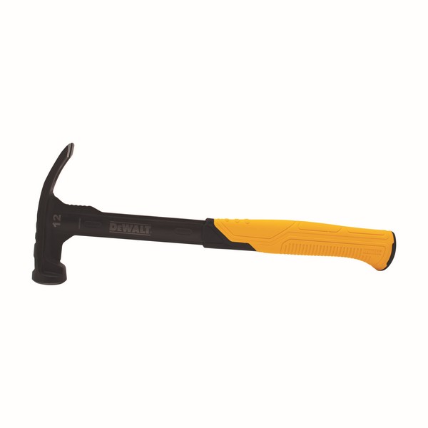 Nailing Hammer, MIG Weld, 12 in Overall Length, Smooth Face, 2 in Face Dia, 12 oz Head, Forged Steel Head, Straight, Steel Handle, Rubberized Grip, Rip Claw Style
