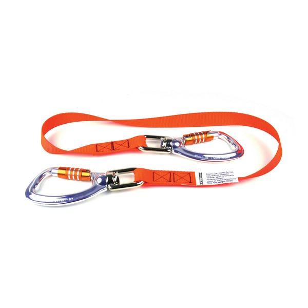 Tool Lanyard, Heavy Duty, 40 lb Capacity, 48 in Overall Length, Fastening Method: (2) Triple Lock Swivel Carabiner, Nylon Line/Steel Hardware/Webbing, Orange