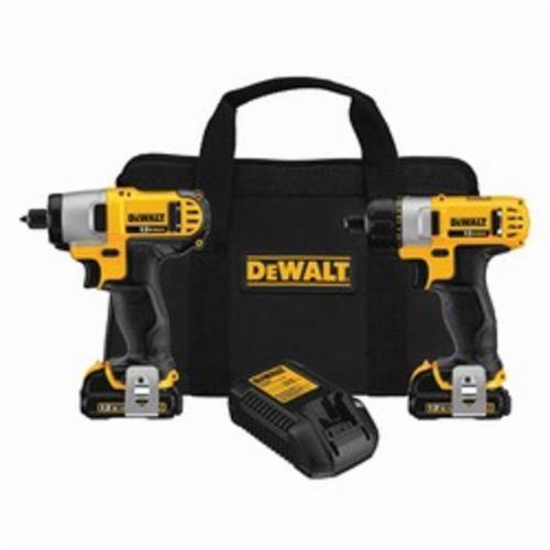 Cordless Combination Kit, Compact, Kit, Tools: Impact Driver, Screwdriver, 12 VDC, Battery Chemistry: Lithium-Ion, 1.5 Ah Battery, Contractor Bag, Yellow