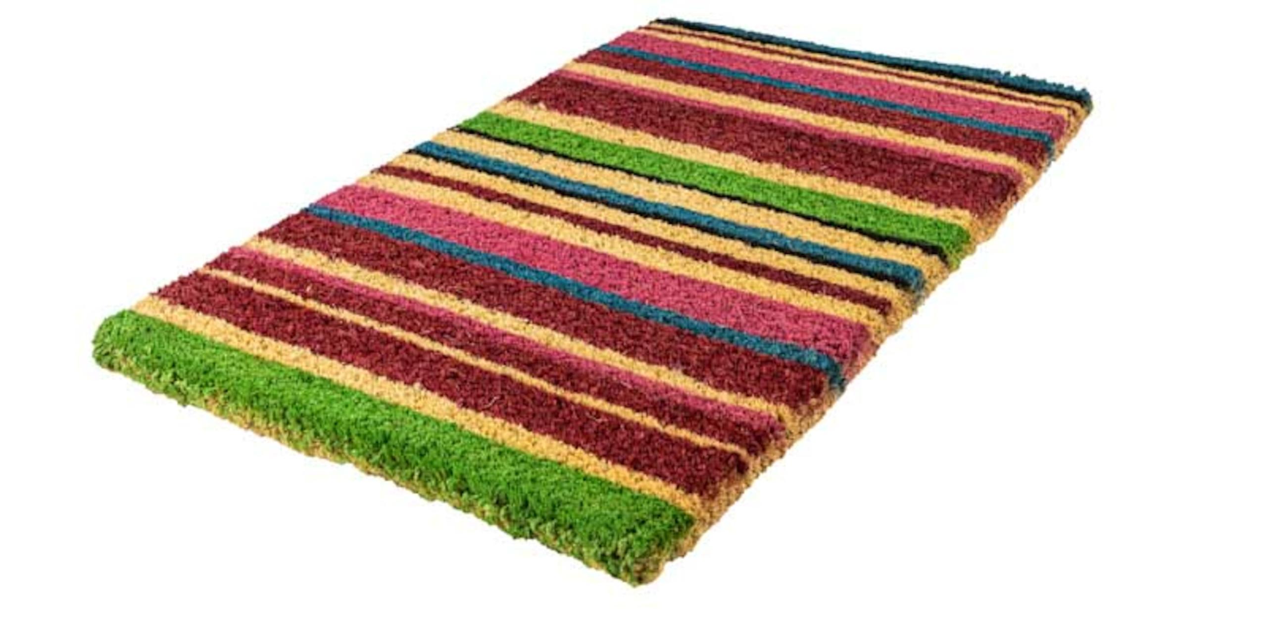 Entrance Mat, Stripes Woven Coir, Series: C11ST, 30 in Length, 18 in Width, 1/2 in Thickness, Stripes, Coir, Outdoor Indoor/Outdoor