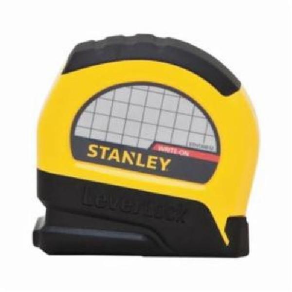 Tape Rule, Measuring System: Imperial, 16 ft Blade Length, 3/4 in Blade Width, Steel Blade, 5 ft Standout, Automatic Rewind, Push Button Locking, 3-Rivet Hook, Closed Case, ABS with Molded Rubber Grip Case, Black/Yellow Case