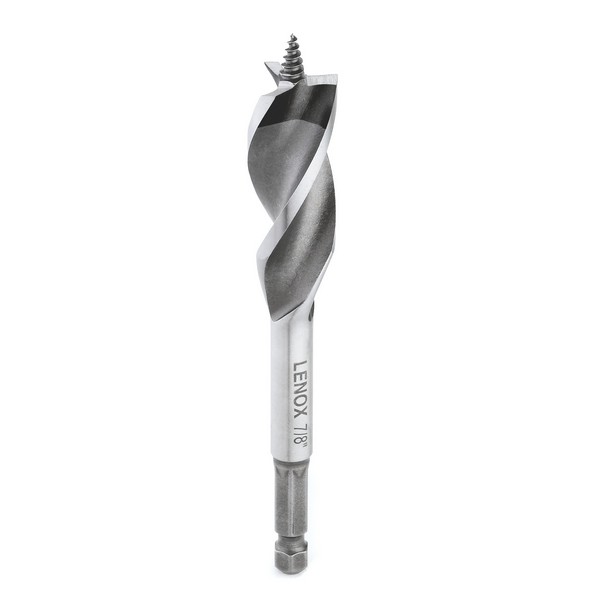 Utility Wood Drill Bit, Bi-Metal, Drill Style: Utility, 7/8 in Diameter, 6 in Overall Length, 3 Flutes, 3/8 in Shank, Hex Shank, Right Hand Cutting Direction, HSS Cutting Edge, HSS, Bright