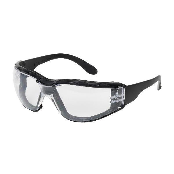 Safety Glasses, Single Lens, Series: Zenon Z12™ Foam 250-01, Universal, Anti-Fog/Anti-Scratch Lens Coating, Clear Lens, Rimless, Black Frame, Polycarbonate Frame, Polycarbonate Lens, 99.99 % UV Protection, Flexible/Thin Temple, ANSI Z87.1+ Specificat