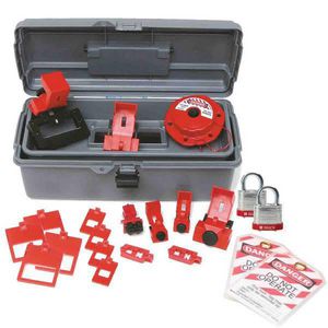 Breaker Lockout Toolbox Kit, Portable, Filled Filled/Unfilled, 18 Piece, 5-1/4 in Height, 14 in Width, 6-1/2 in Depth, Polyethylene, Gray