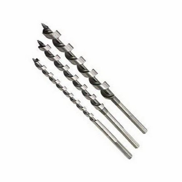 Auger Bit Set, Solid Center, Series: I-100, Imperial System of Measurement, 1/4 in Minimum Drill Bit Size, 1 in Maximum Drill Bit Size, 6 Piece, Specifications: 7-1/2 in OAL, 4-1/2 in Flute, 3/16 in, 5/16 in Shank, For Use With: Power Drills, Silver