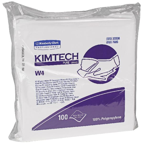 Dry Wiper, Critical Task, Series: W4, 12 in W Size, 100 Wipes Capacity, 12 in Length, White, Polypropylene, Flat/Anti-Stat Double Bag Packing