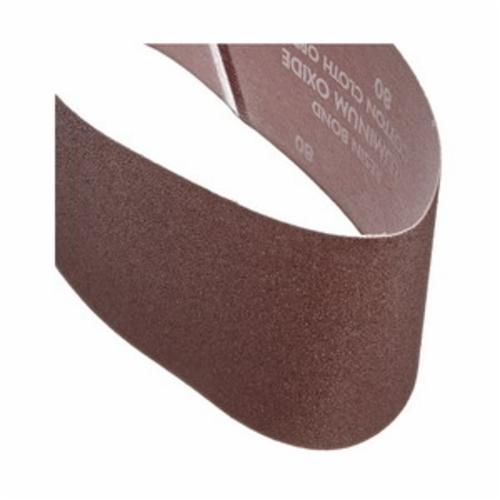 Coated Abrasive Belt, Benchstand Portable, Series: R255, 36 in Belt Length, 4 in Belt Width, 60 Grit, Coarse Grade, Aluminum Oxide Abrasive, Cotton Backing, Open Coat, Brown, Applicable Materials: Metal and Wood, X-Weight Backing Weight