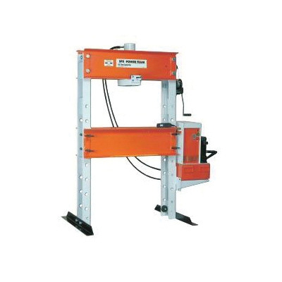 Hydraulic Shop Press, 55 ton Capacity, 48-1/2 in Base Length, 36 in Base Width, 72 in Height, Hand Pump, 6-1/4 in Stroke Length, 10000 psi Pressure, H-Frame, 48-1/2 x 36 in Working Space, 0.23 in/stroke Advance, 0.015 in/stroke Pressing Speed