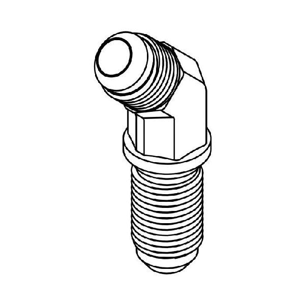 Bulkhead Union Elbow, Series: 2702, 7/16-20 Nominal, 37 deg Male JIC End Style, 45 deg Angle, Steel, Trivalent Chromate Plated, Silver