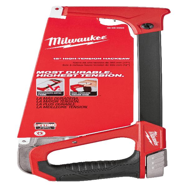 Hacksaw, High Tension, 12 in Blade Length, Bi-Metal Blade, 45 deg Blade Angle, 6 TPI, 16 in Overall Length, Metallic Frame, Overmolded Grip Handle