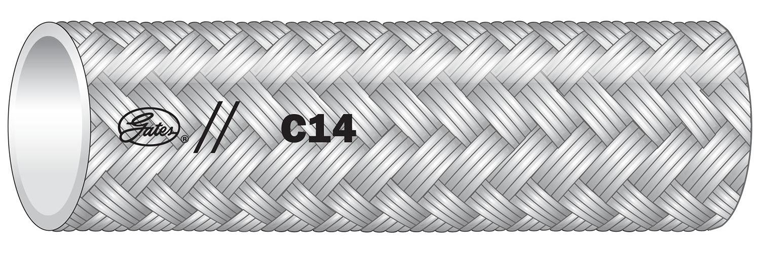 Hydraulic Hose, Series: C14, 0.63 in ID, 0.79 in OD, 25 ft. Length, 1200 psi Working, -65 to 400 °F, PTFE, Silver, Domestic