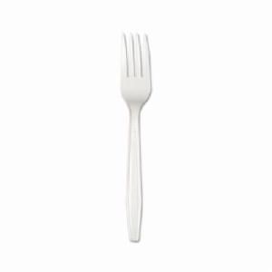 Disposable Fork, Heavyweight, Polystyrene, White