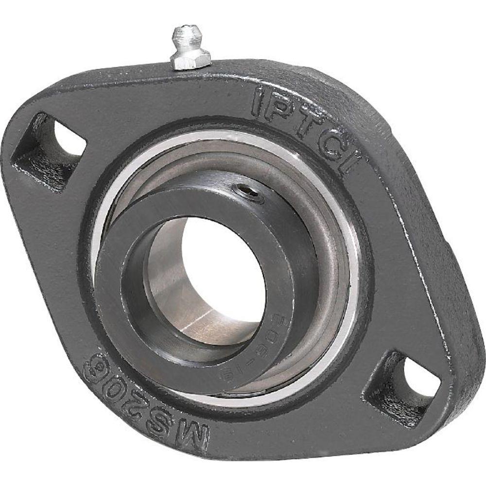 Flange Mount Ball Bearing Unit, Light Duty, Series: SAMS, 1.06 in Bore, 2-Bolt Flange Mounting, 113 mm Overall Length/Diameter, Eccentric Collar Locking Device, Thermoplastic Bearing
