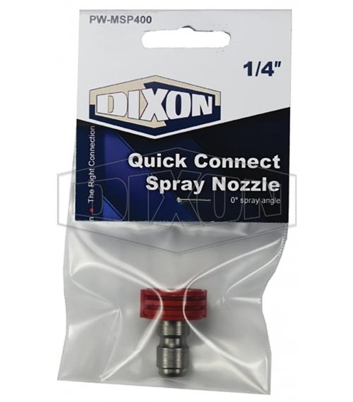 Pressure Washer Nozzle, #4 Nozzle, 1/4 in Inlet, 1/4 in Male Plug Connection, 0 deg Spray Angle, Red