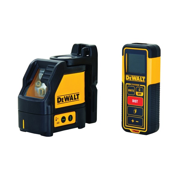 Laser Level and Distance Measurer Kit, 100 ft Measuring, 1/18 in at 30 ft Accuracy, AA Battery Power Source, Plastic