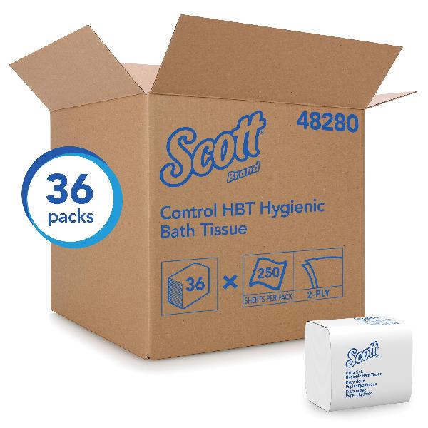 Bathroom Tissue, Hygienic, 4-1/2 in Width, 8.3 in Length, White, Recycled Fiber, 2 Ply