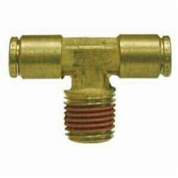 Tube to Pipe Branch Tee, Fixed, Fitting/Connector Type: Tee, 3/8 Inch Nominal, Push-In x Push-In x MNPTF, -10 to 200 °F, Brass