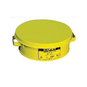 Bench Can, 2 qt Capacity, 9-3/8 in Diameter, 3-1/4 in Height, Steel, Powder Coated, Yellow