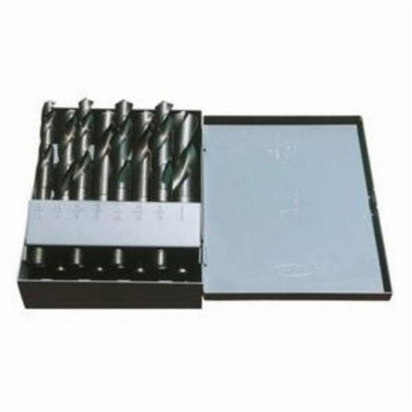 Silver and Deming Drill Set, Series: 1813, Imperial System of Measurement, 9/16 in Minimum Drill Bit Size, 1 in Maximum Drill Bit Size, 118 deg Drill Point Angle, 8 Piece, Specifications: Radial Point, Reduced Round Shank, Right Hand Cut, Spiral Flut