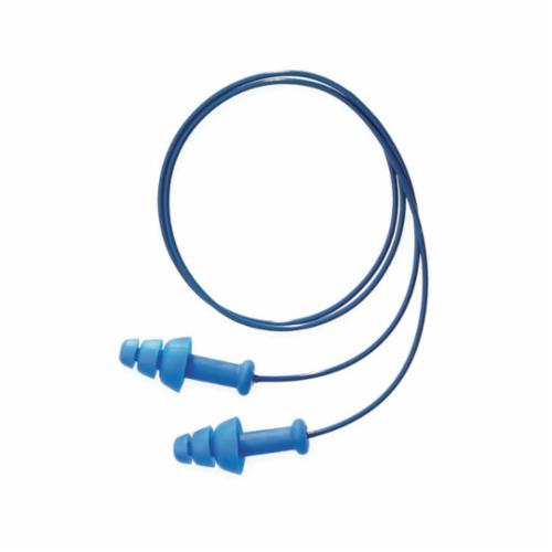 Earplugs, Series: SmartFit®, Corded, 25 dB Noise Reduction Rating, Triple Flange, Universal, Blue Plug, Thermoplastic Elastomer Plug, Blue Cord, Vinyl Cord, 2003/10/EC, 89/686/EEC, ANSI S12.6/1997, ANSI S3.19-1974, EN 352-2:1993, Z94.2-1994 Specifications Met, Reusable Disposable/Reusable