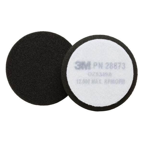 Buffing Pad, Regular, Hook and Loop Attachment, 3-1/2 in Overall Diameter, 12000 RPM Maximum, Foam Pad, Gray/White