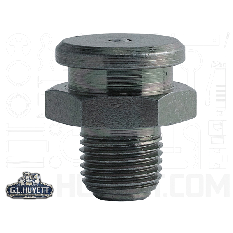Button Head Grease Fitting, Straight, 1/8-27 PTF Thread, 3/4 in Overall Length, 0.34 in Shank Length, 5/8 in Hex, Clear Trivalent Zinc Plated, Steel