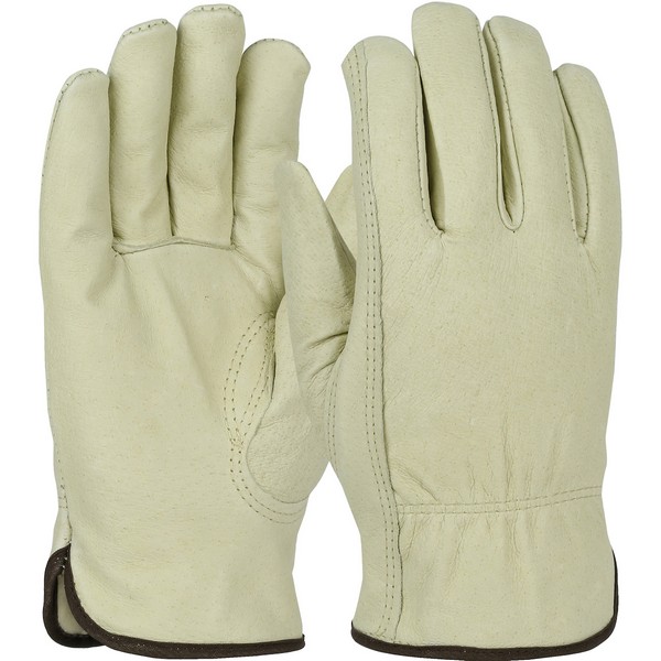 General Purpose Gloves, Unisex, Series: 994KP, Drivers/Work Glove Type, L, Grain Pigskin Leather Palm, Grain Pigskin Leather, Natural, Gunn Cut/Keystone Thumb, Positherm, Slip-On Cuff, Uncoated, Shirred Elastic Wrist Closure, 10 in Length