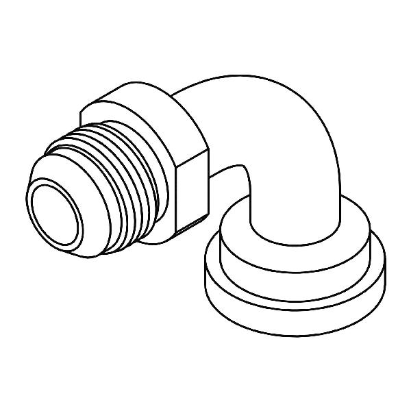 Hydraulic 90° Elbow, 1 1/16-12 Male JIC, 1 Inch Code 62 Flange, Steel