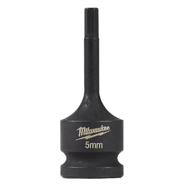 Lineman's Socket Driver Bit, Impact Rated: Yes, Measurement System: Metric, Square Drive, 1/2 in Drive, Hex Bit, 5 mm Bit, Steel