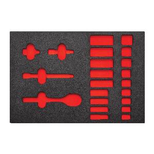 Foam Tray, For Use With: J52136 Tool Set and 22-Piece 12-Point 3/8 in Drive Full Polish Socket Set with Classic Pear Head Ratchet, Polyethylene Foam, Black/Red, 11 in W x 16 in D x 1-1/4 in H Dimensions