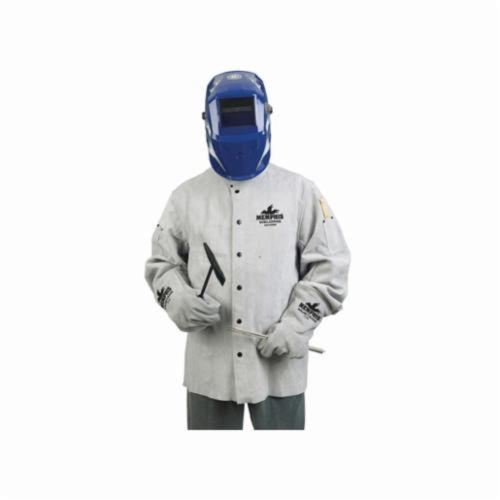 Jacket, Series: Welding 38030MW, L, Leather, Gray, 65 in Chest, 30 in Length, Snap Closure, 3 Pockets, Resists: Heat, Spark, Slag and Cut